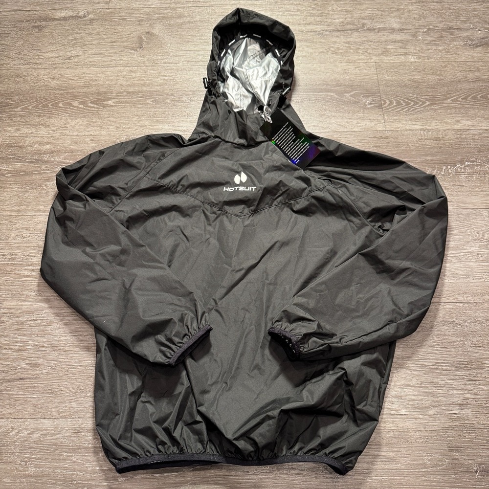 Hotsuit Jacket Womens XL Black Raincoat Tracksuit Waterproof Zip Hooded Sauna